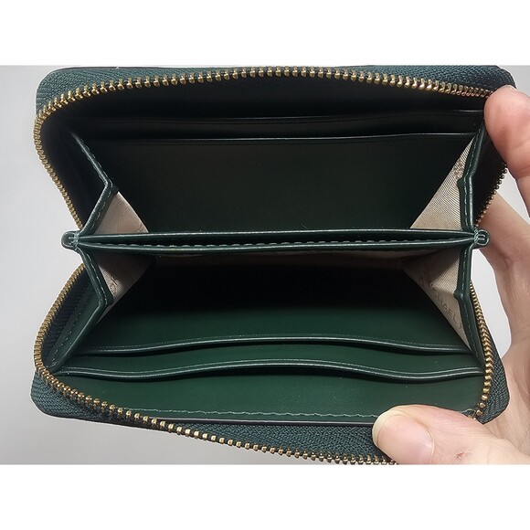 Michael Kors Jet Set Pebbled Leather Zip Card Case Wallet Moss Green NWOT - Picture 7 of 11